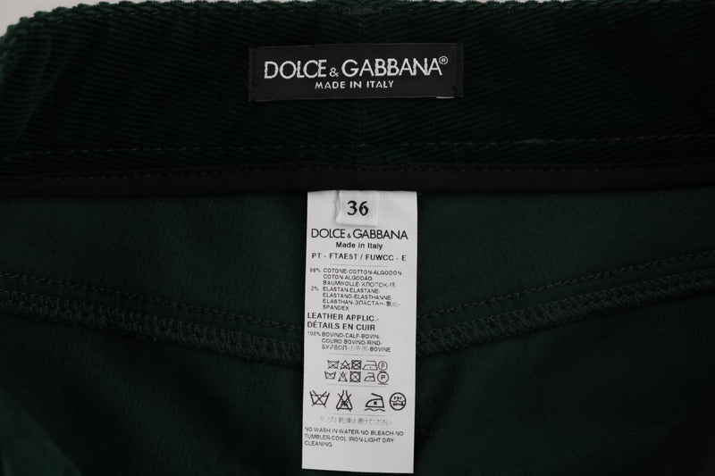 Green Corduroy Cotton Stretch Jeans