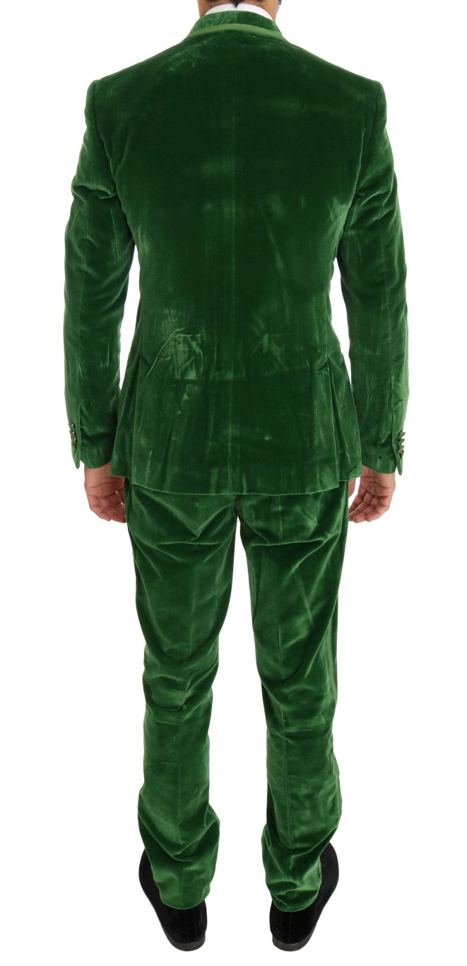 Green Velvet Slim Fit Double Breasted Suit