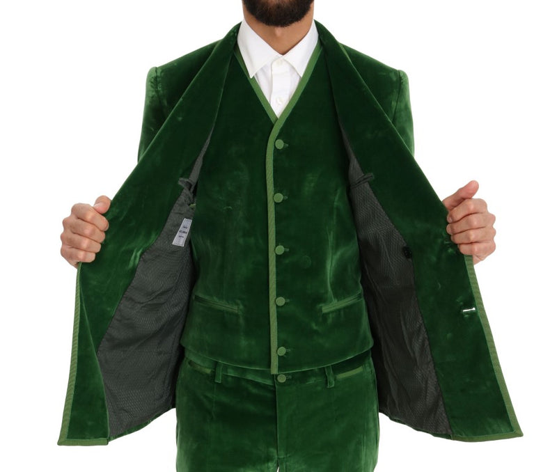 Green Velvet Slim Fit Double Breasted Suit
