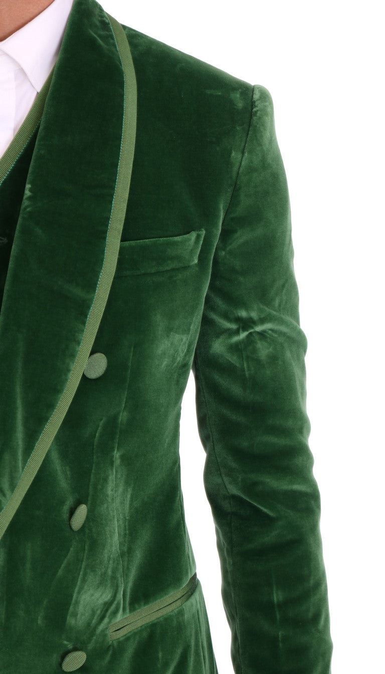 Green Velvet Slim Fit Double Breasted Suit