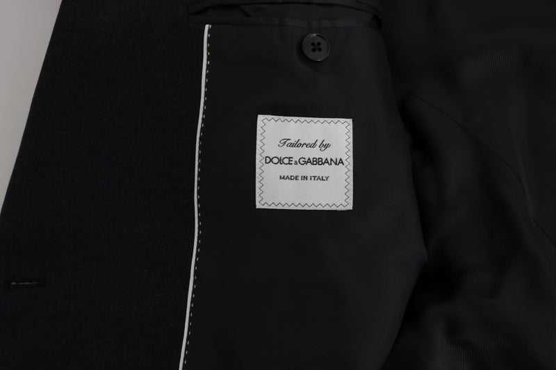 Gray Wool Silk Double Breasted Slim Suit