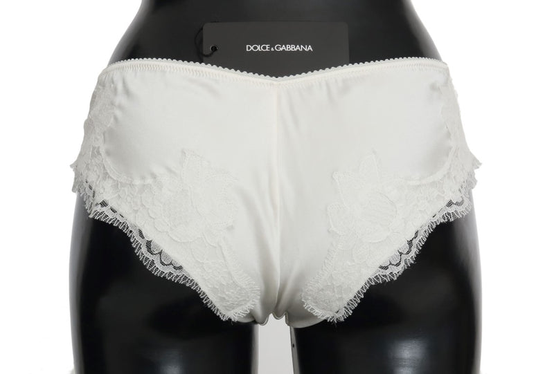 White Silk Lace Underwear Briefs