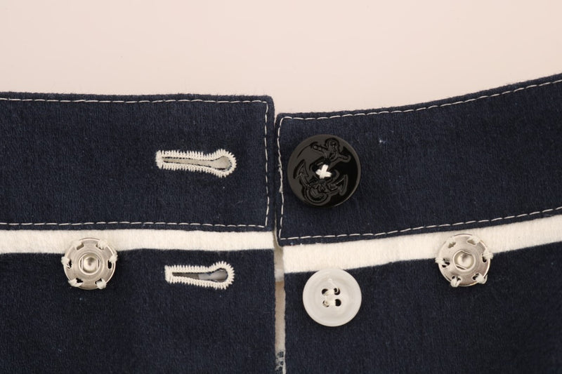 White Blue Striped Crystal Shorts