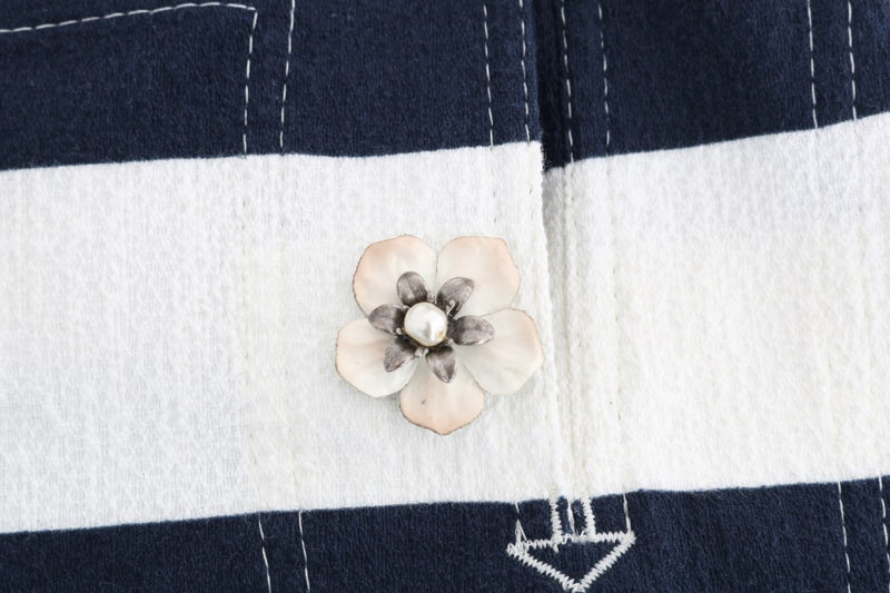 White Blue Striped Crystal Shorts