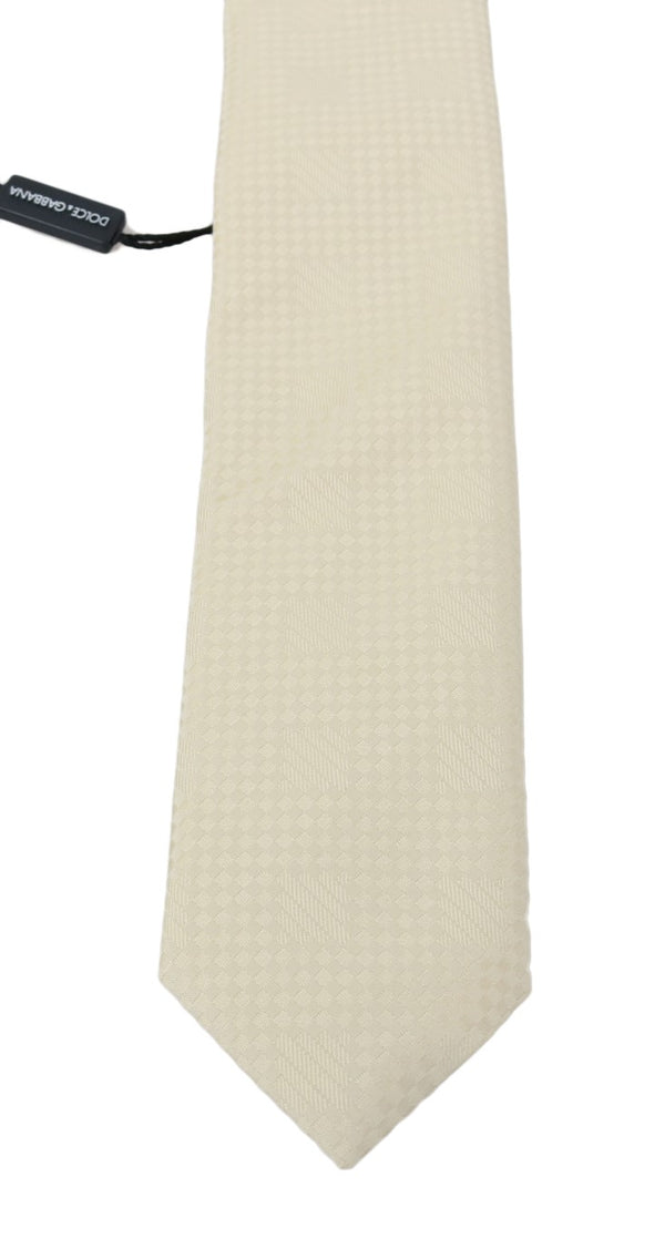 Beige Patterned Silk Tie