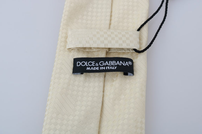 Beige Patterned Silk Tie
