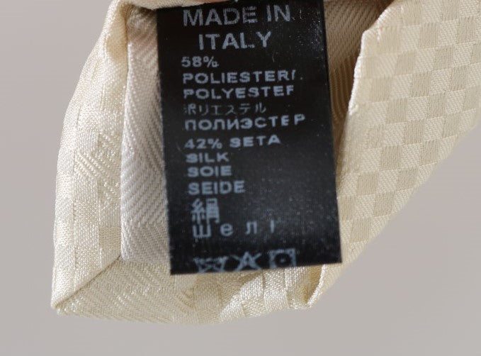 Beige Patterned Silk Tie