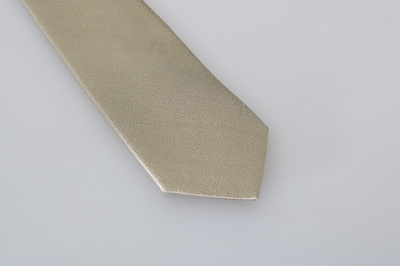 Beige Silk Solid Slim Tie