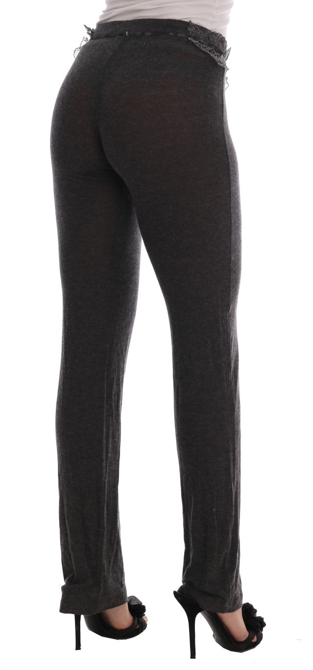 Gray Wool Stretch Pants