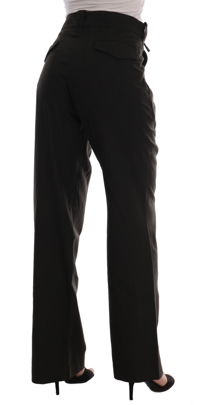 Brown Wool Flared Pants