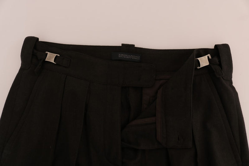 Brown Wool Flared Pants
