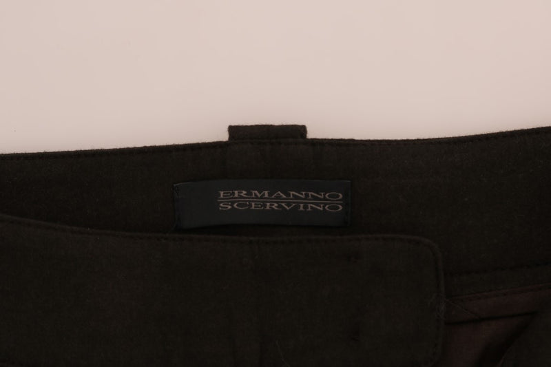 Brown Wool Flared Pants