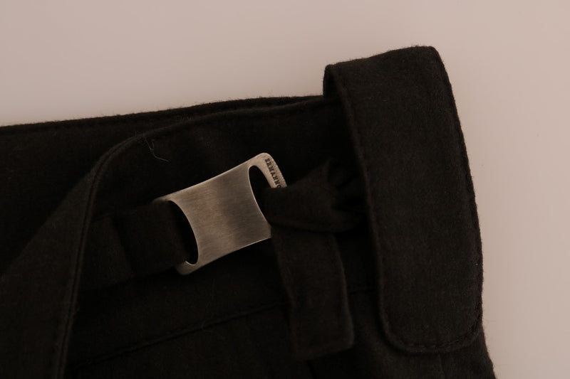 Brown Wool Flared Pants