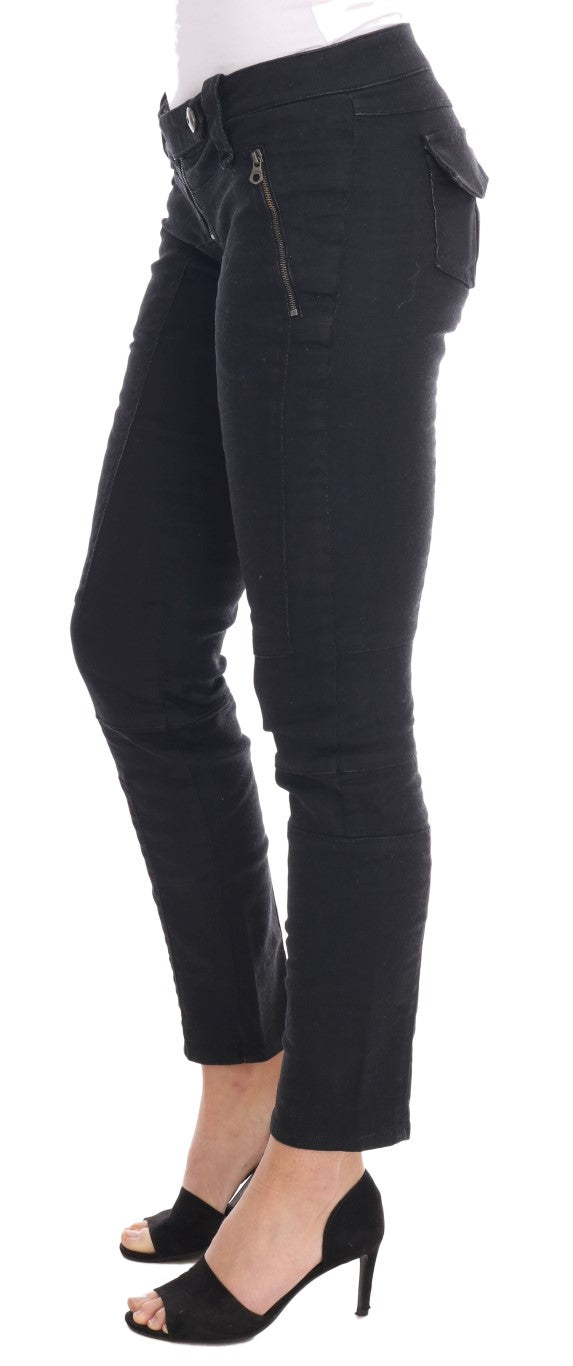 Black Cotton Slim Fit Jeans