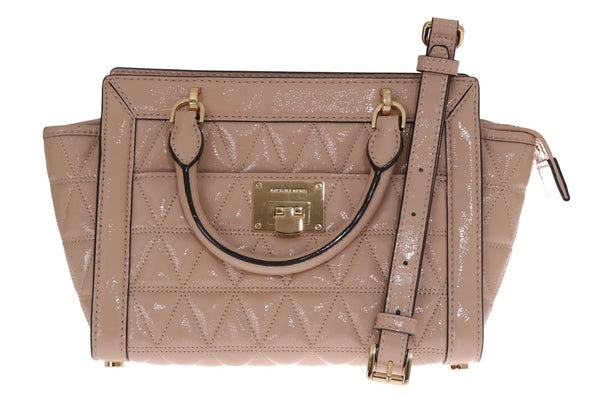 Beige VIVIANNE Patent Messenger Bag