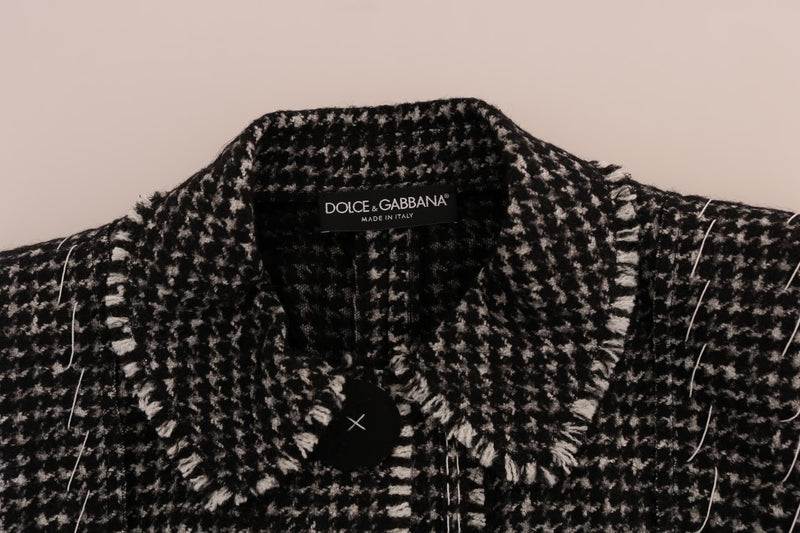 Gray Black Tweed Vest Jacket