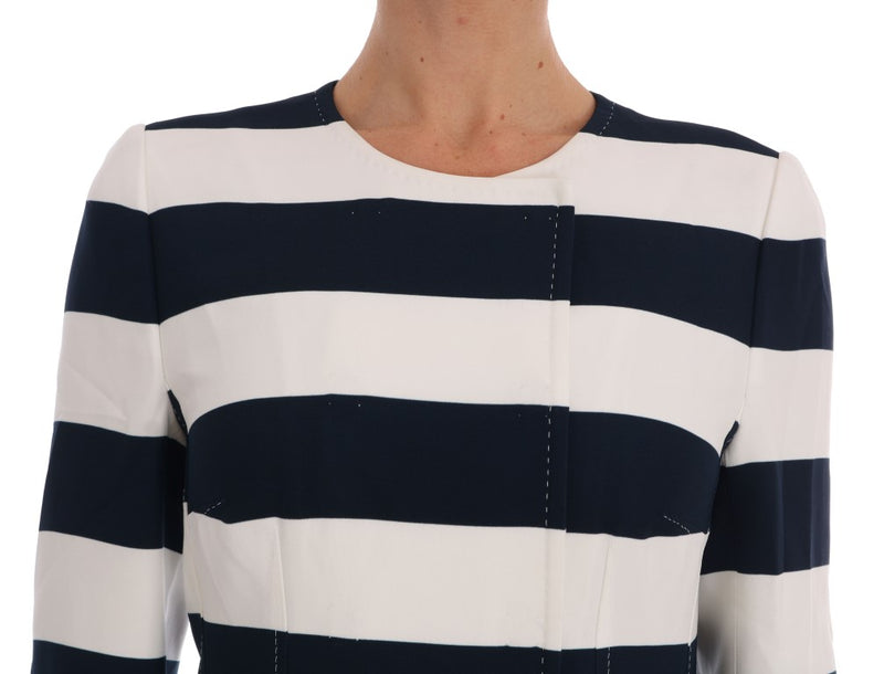 Blue White Striped Stretch Coat