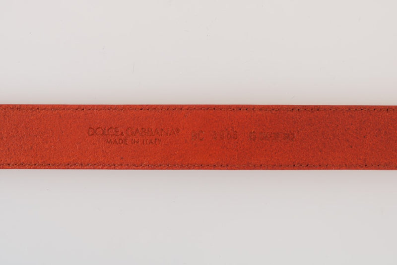 Orange Leather Gold Buckle Belt