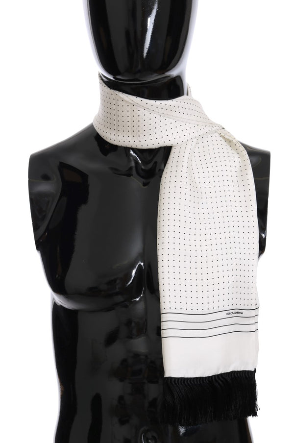 White Silk Polka Dot Scarf