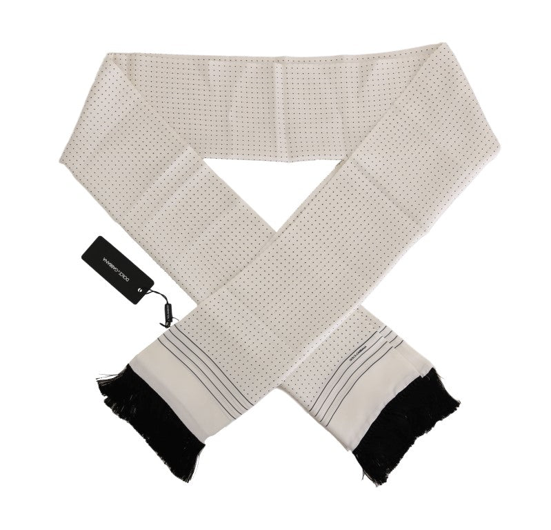 White Silk Polka Dot Scarf