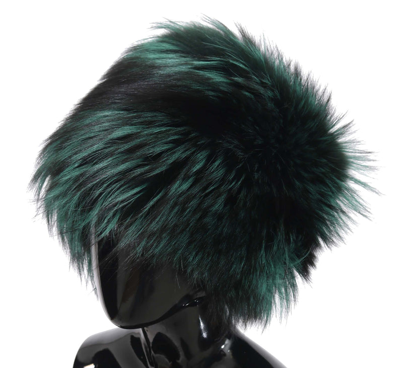 Green Black Silver Fox Fur Russian Cossack Winter Warm Cap