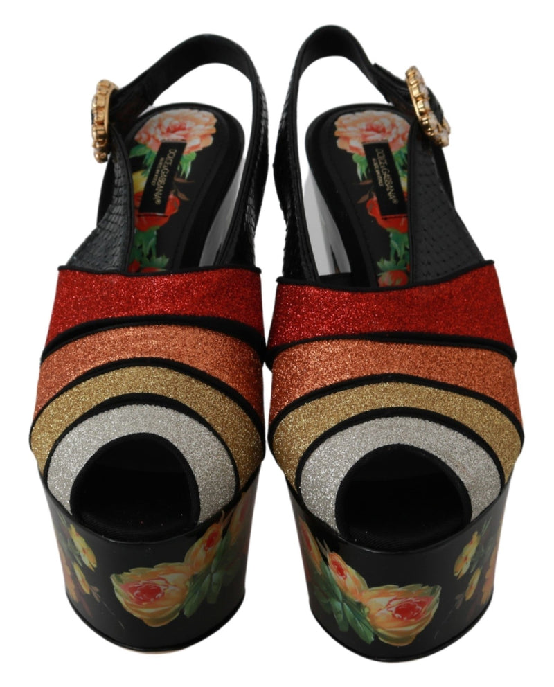 Dolce & Gabbana Floral Wedges Ankle Strap Sandals