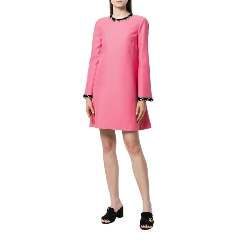 Gucci Pink Velvet Trim Dress