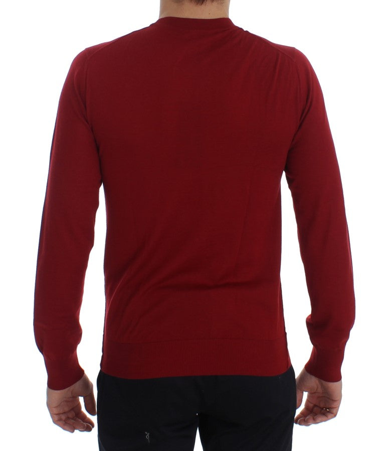 Red Cashmere Crew-neck Pullover Sweater