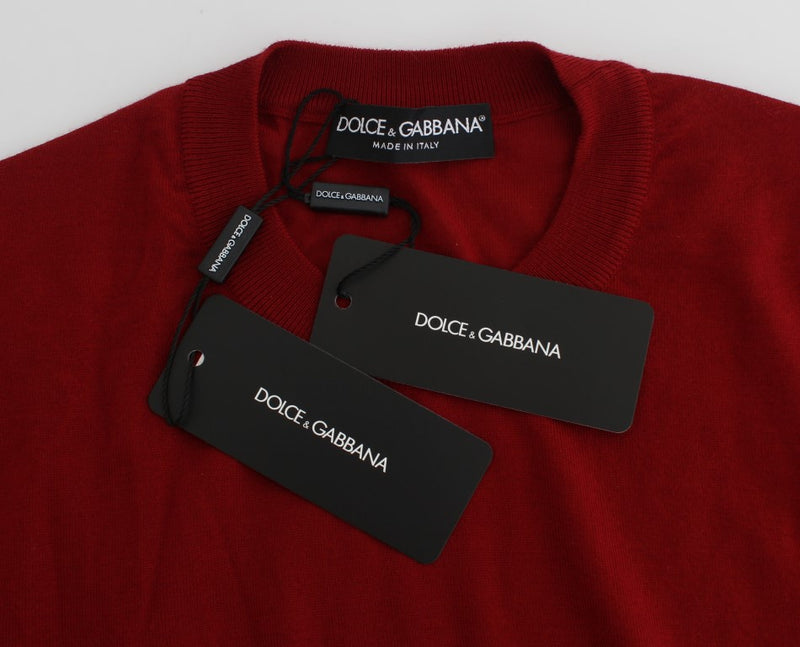 Red Cashmere Crew-neck Pullover Sweater