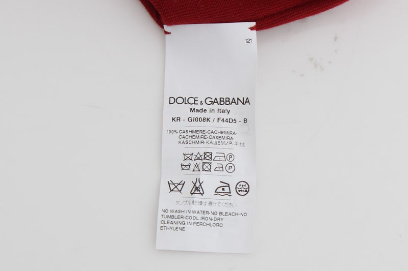 Red Cashmere Crew-neck Pullover Sweater