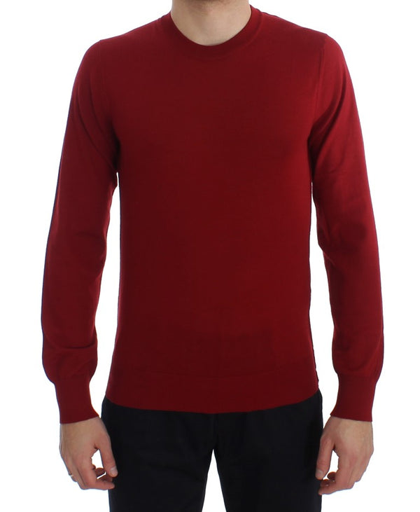 Red Cashmere Crew-neck Pullover Sweater