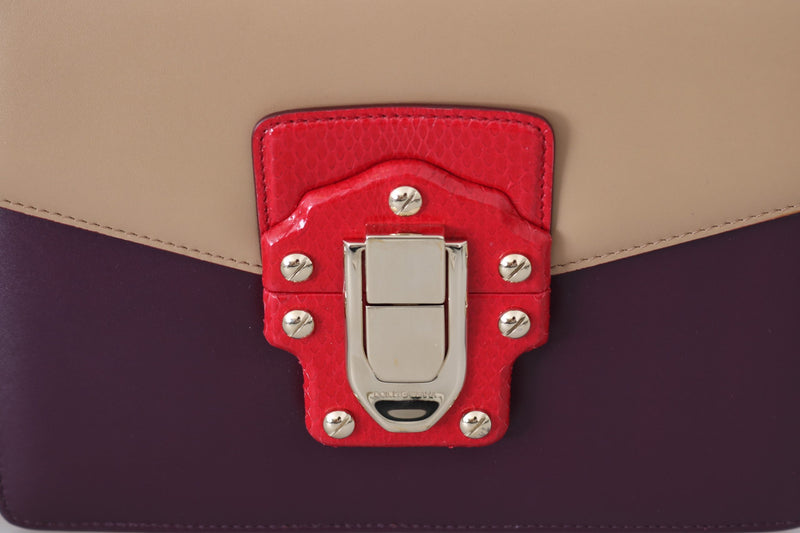 Purple Beige Red Leather Crossbody LUCIA Purse