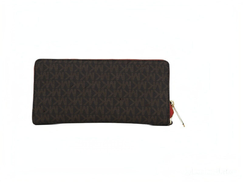 Jet Set Large Continental Travel Clutch Wristlet Wallet (Brown Signature/Flame)