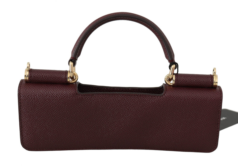 Dolce & Gabbana Maroon Leather Push Button Accessory Micro Bag