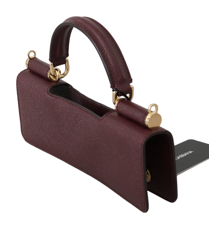 Dolce & Gabbana Maroon Leather Push Button Accessory Micro Bag
