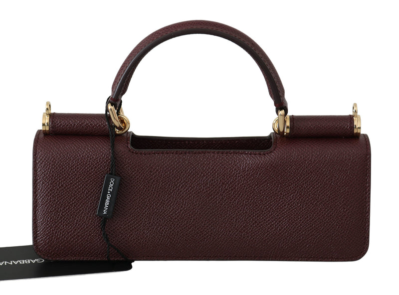 Dolce & Gabbana Maroon Leather Push Button Accessory Micro Bag
