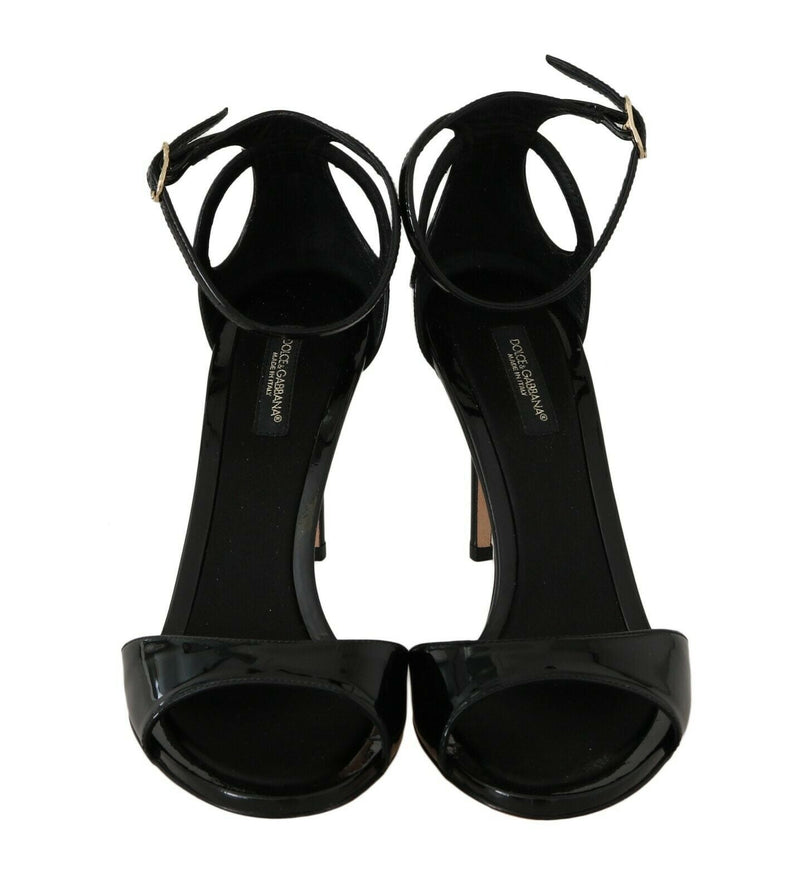 Black Leather Stiletto Sandals