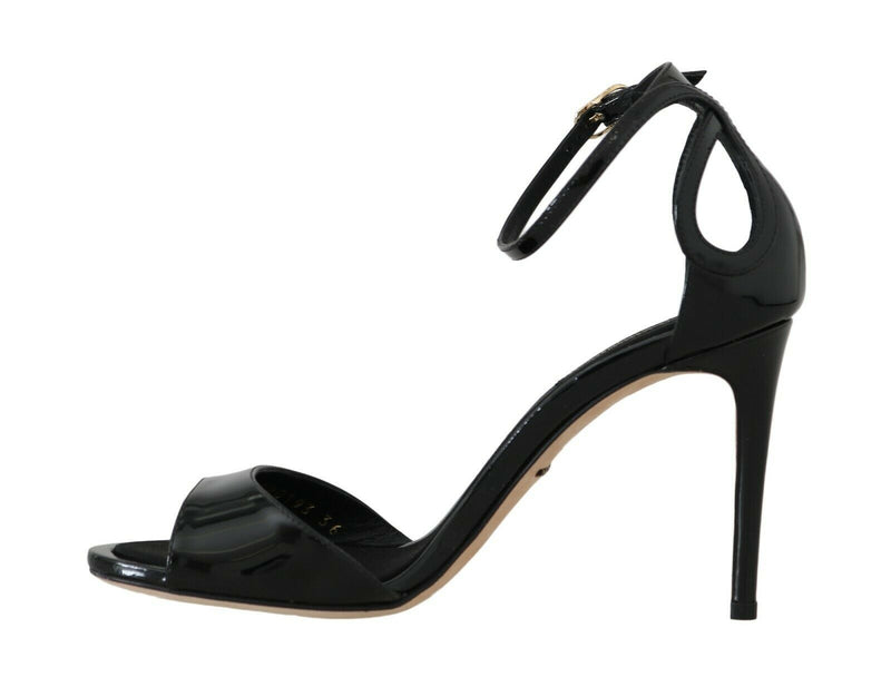 Black Leather Stiletto Sandals