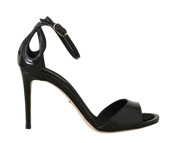 Black Leather Stiletto Sandals