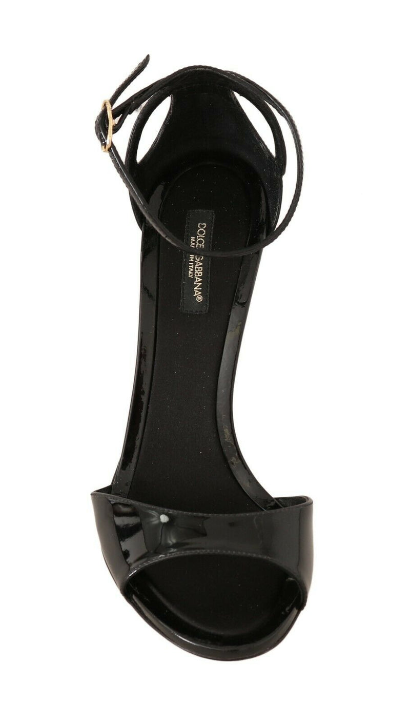 Black Leather Stiletto Sandals
