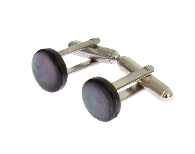 Silver Brass Round Cufflinks
