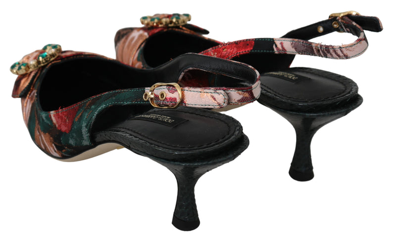 Multicolor Crystal Slingbacks Heels Shoes