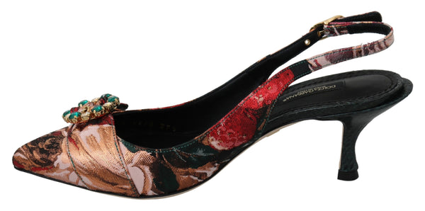 Multicolor Crystal Slingbacks Heels Shoes