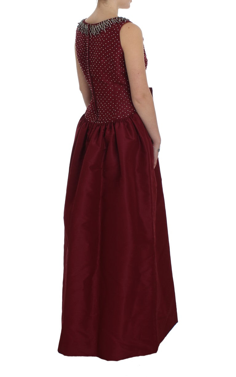 Bordeaux Crystal Ball Gown Full Dress