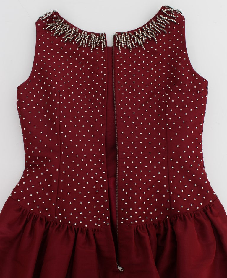 Bordeaux Crystal Ball Gown Full Dress