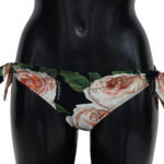 Black Roses Print Swimwear Beachwear Bikini Bottom