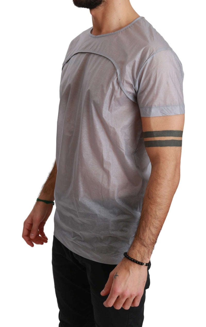 Gray See Through Roundneck Mens T-Shirt