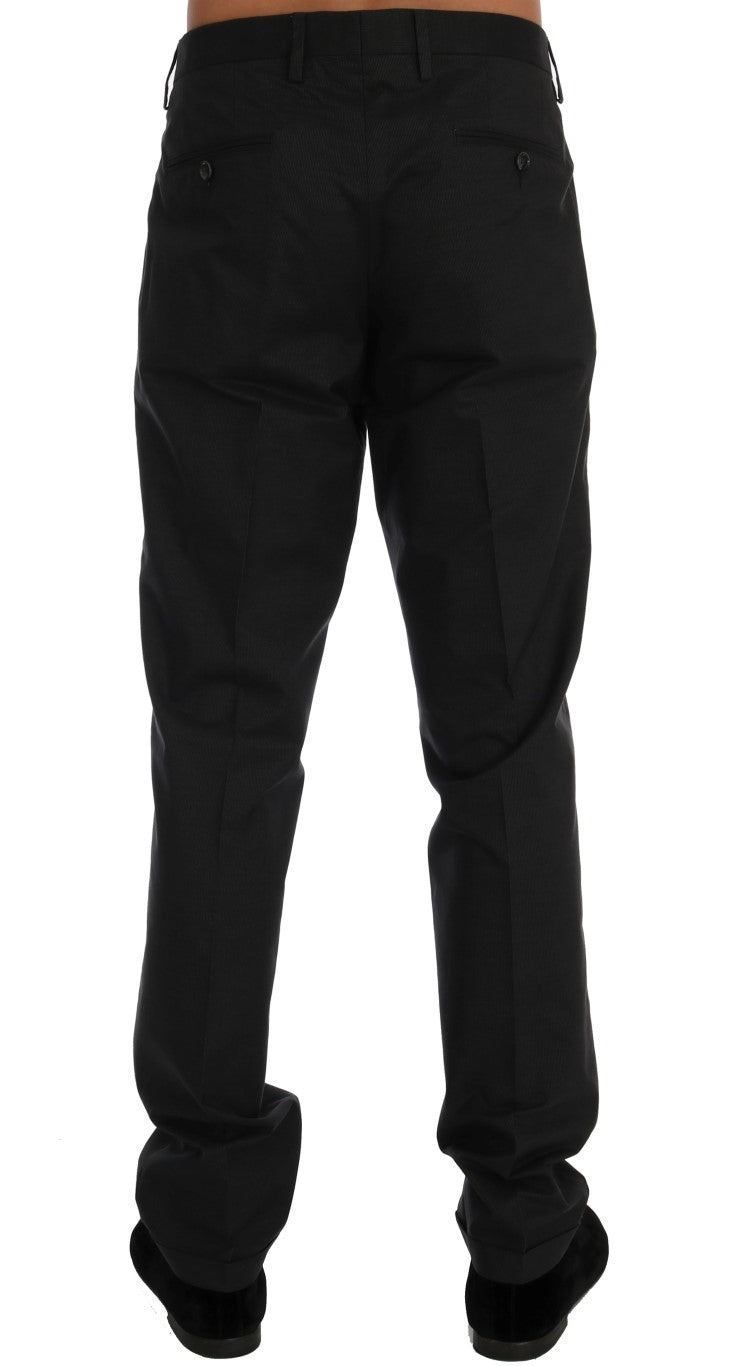 Gray Striped Cotton Pants