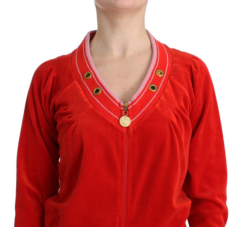 Red velvet zipup sweater