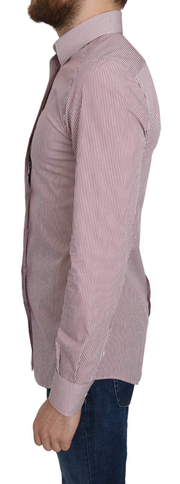 Red White Striped Dress Cotton Silk Shirt